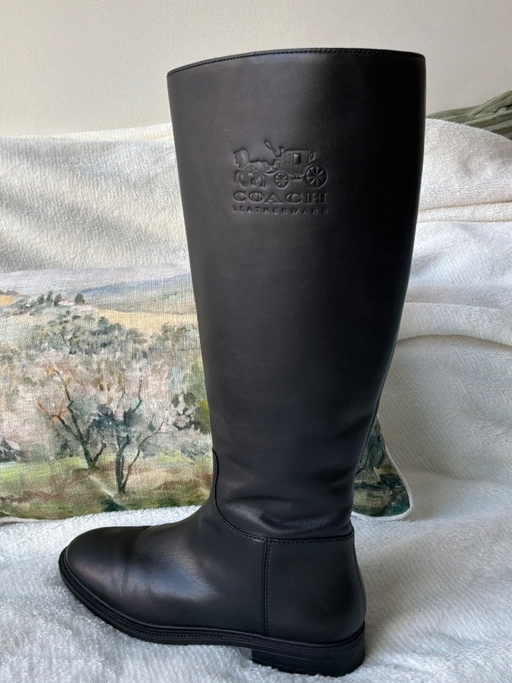 COACH Black Leather Women’s 9 Fynn Knee High Riding Boots